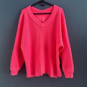 Aerie Bright Pink V-Neck Sweater